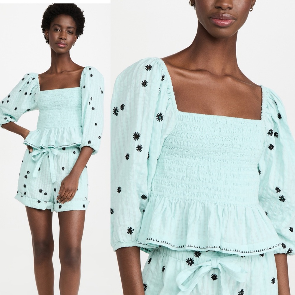 NWT Tanya Taylor Emma Smocked Top S